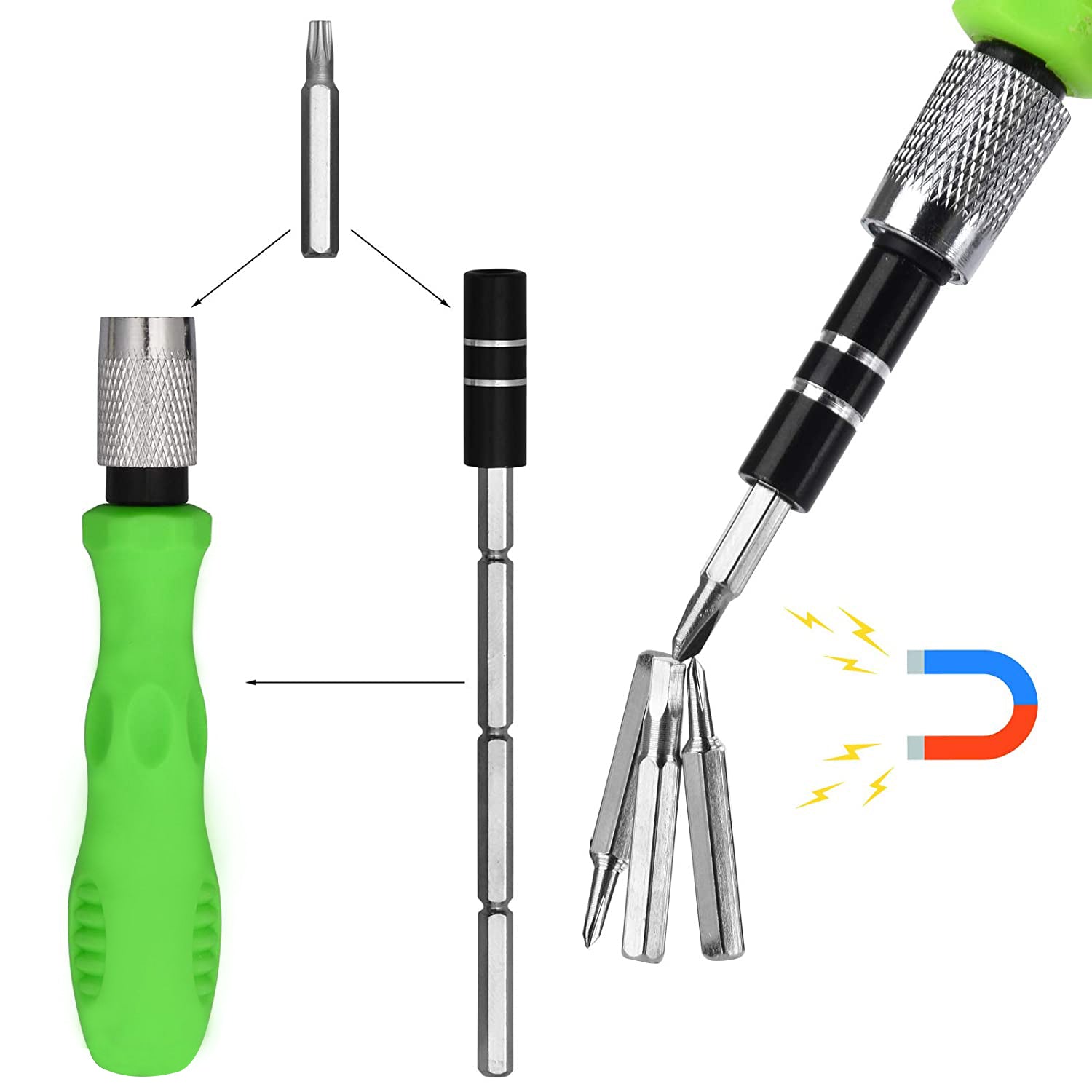 32 in 1 Mini Screwdriver Bits Set with Magnetic Flexible Extension Rod 32 in 1 Mini Screwdriver Bits Set with Magnetic Flexible Extension Rod